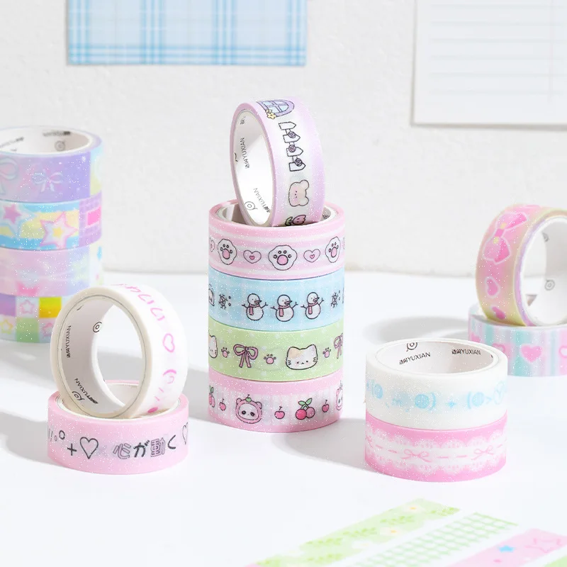 5 rollos/juego de cintas Washi de destello fino coreano, venta de sueños, pegatinas de galaxia para chica, manual, pegatinas de bucle de Material DIY - imagen 3