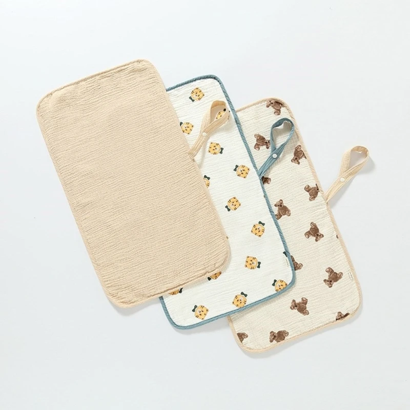 Cambiador de pañales de algodón para bebé, 2 piezas, impermeable, doble capa, transpirable, portátil, recién nacido - imagen 4