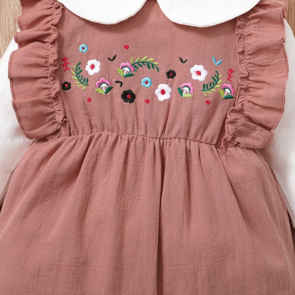 Mono bebé niña manga larga con flores bordadas – Primavera otoño - imagen 2