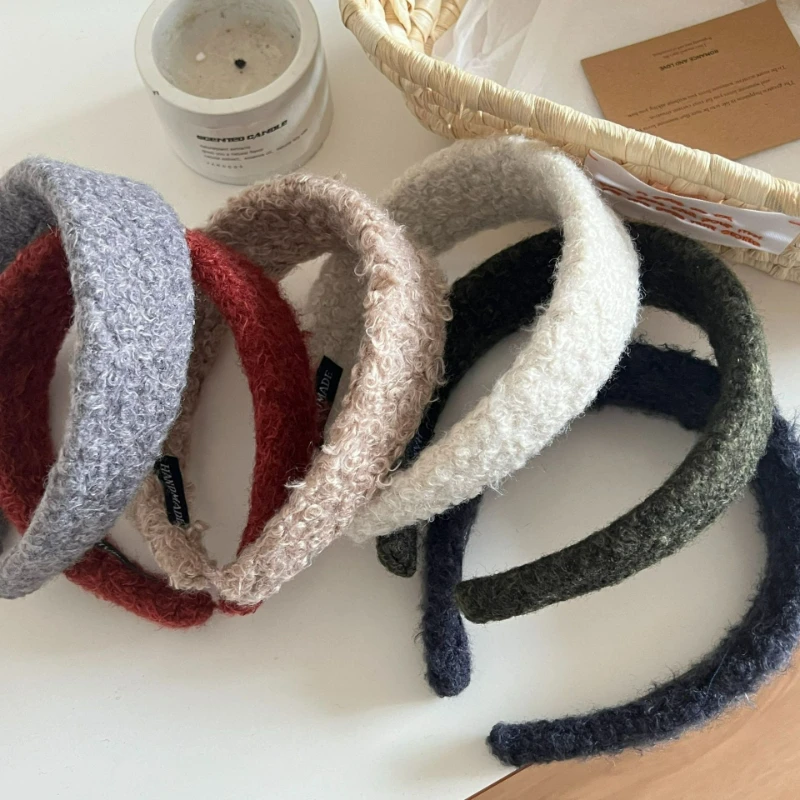 Diadema de piel de oveja rizada y esponjosa para otoño e invierno, pinza ancha para prensar el cabello, lazo para el cabello, diadema de corona alta para mujer - imagen 3