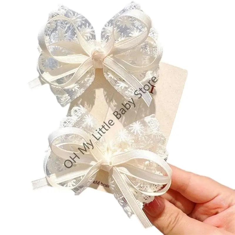 M76C Lace acentuado clips para cabello para niñas Decoración decoración del niño Bowknot Bowknot - imagen 3
