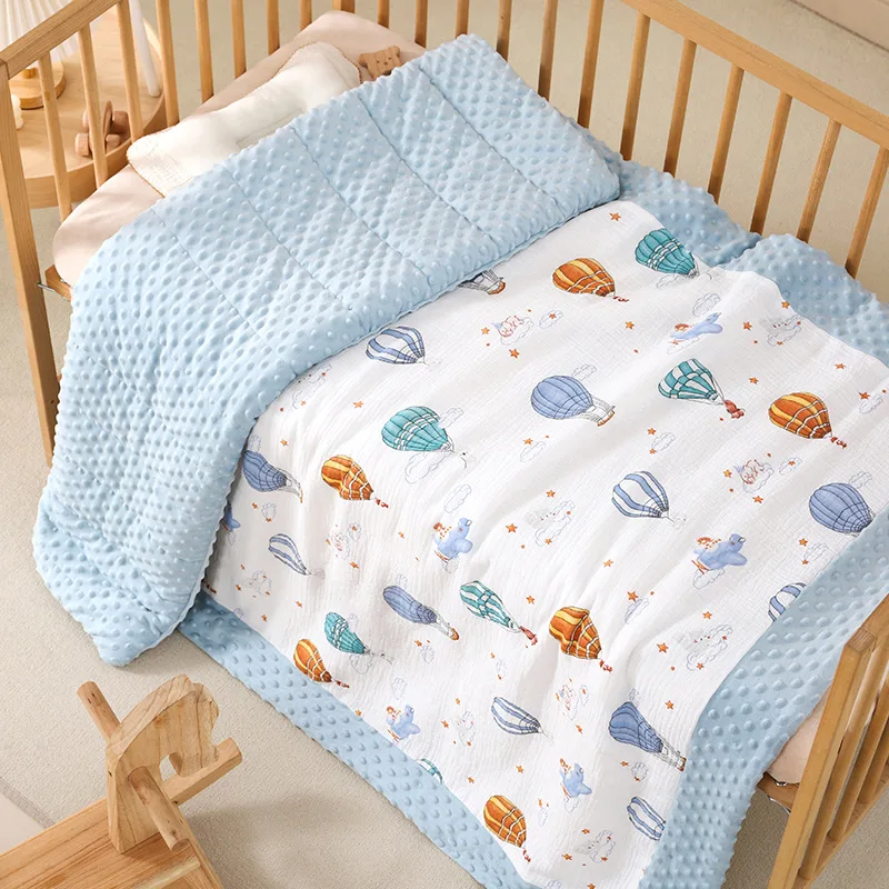 Manta Minky Dot para niños de grado A, edredón para siesta para recién nacidos de guardería, cubierta antipatadas transpirable cálida y agradable para la piel para invierno