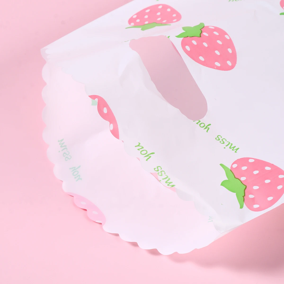 Bolsa de plástico de fresa con bonito diseño de fruta, bolsa de regalo de mano, ropa, cocina, compras, fiesta, embalaje de regalo, bolsas reutilizables, 10 Uds. - imagen 3