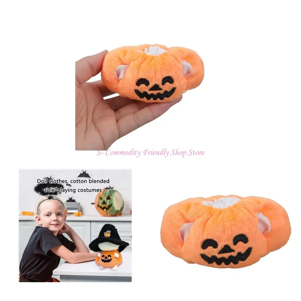 85AE Trendy Plush Doll Black Wizard Hat And Design Top Pumpkin Top Photo Props