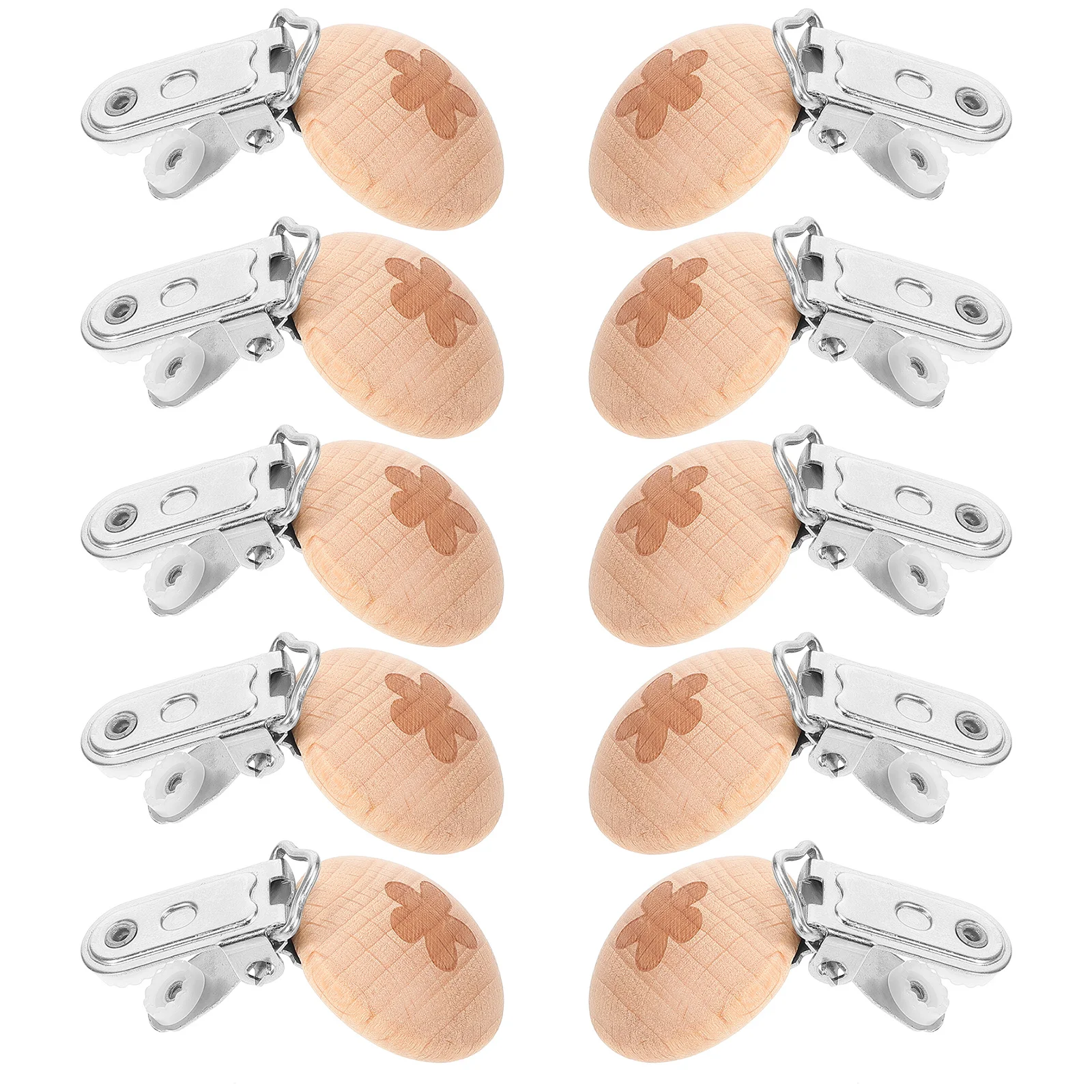 10 Uds. Clips para chupete de madera de azufaifo, bonito patrón de dibujos animados, soporte para chupete de bebé DIY, Clip de dentición multiusos, suministros infantiles - imagen 2