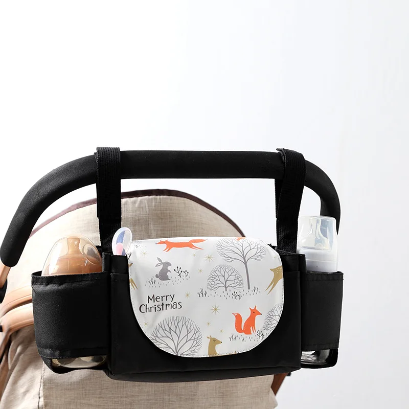 Bolsa de almacenamiento colgante para cochecito, organizador impermeable para cochecito de bebé con ganchos fuertes, gran capacidad para biberones, esencial de viaje - imagen 4