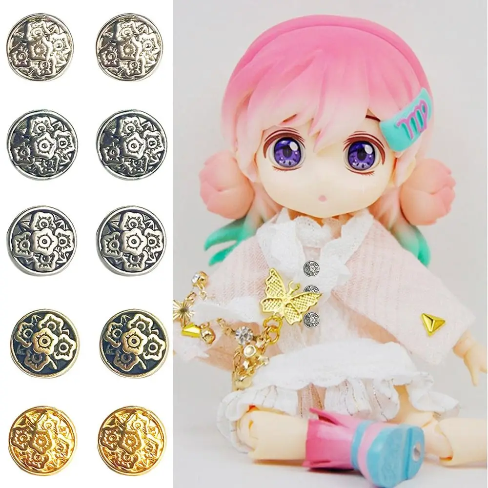 20 piezas nuevas hebillas de flores de 7mm, botones antiguos Retro hechos a mano de Metal, Mini hebilla ultrapequeña, accesorios de ropa para muñecas DIY