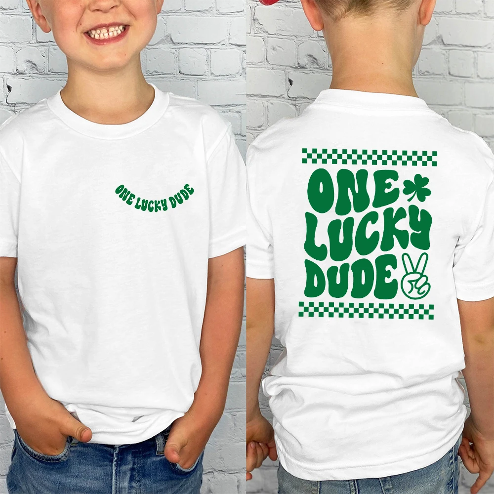 Camiseta Lucky Little Dude para niños y niñas, camiseta del Día de San Patty, camiseta de St Pats, camiseta irlandesa para niños pequeños, camisetas de trébol de la suerte