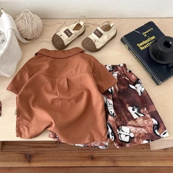Nueva ropa de verano para bebés, traje para niños, camisa de manga corta, pantalones cortos, 2 unids/set, disfraz informal de moda infantil, chándales para niños