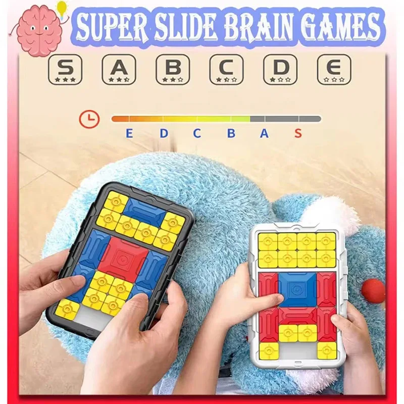 Juego de rompecabezas de bloque deslizante, rompecabezas de desafío de la carretera Huarong, pensamiento lógico, juego de mesa interactivo, regalos de fiesta para niños, 2 uds. - imagen 4