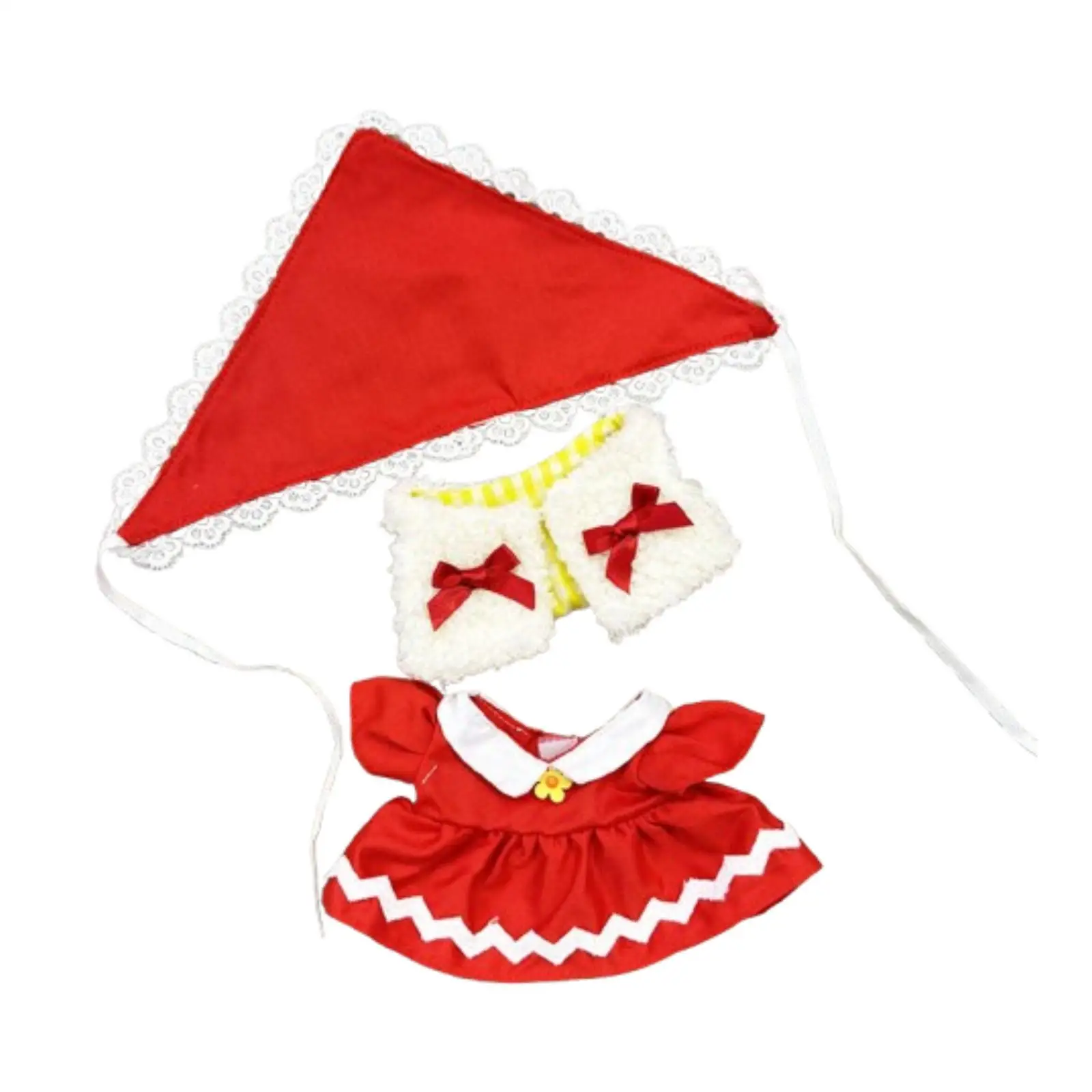 20cm Plush Doll Clothes DIY Fashion Dress up Cute Little Red Riding Hood Set