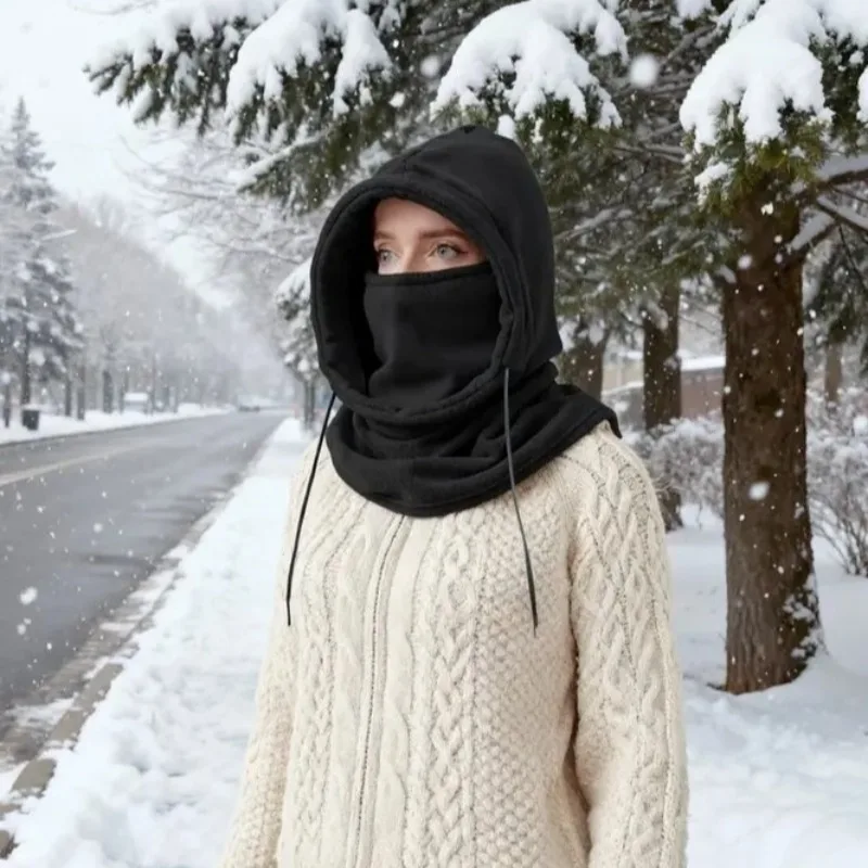 Pasamontañas de invierno unisex con capucha y máscara cortaviento - imagen 4