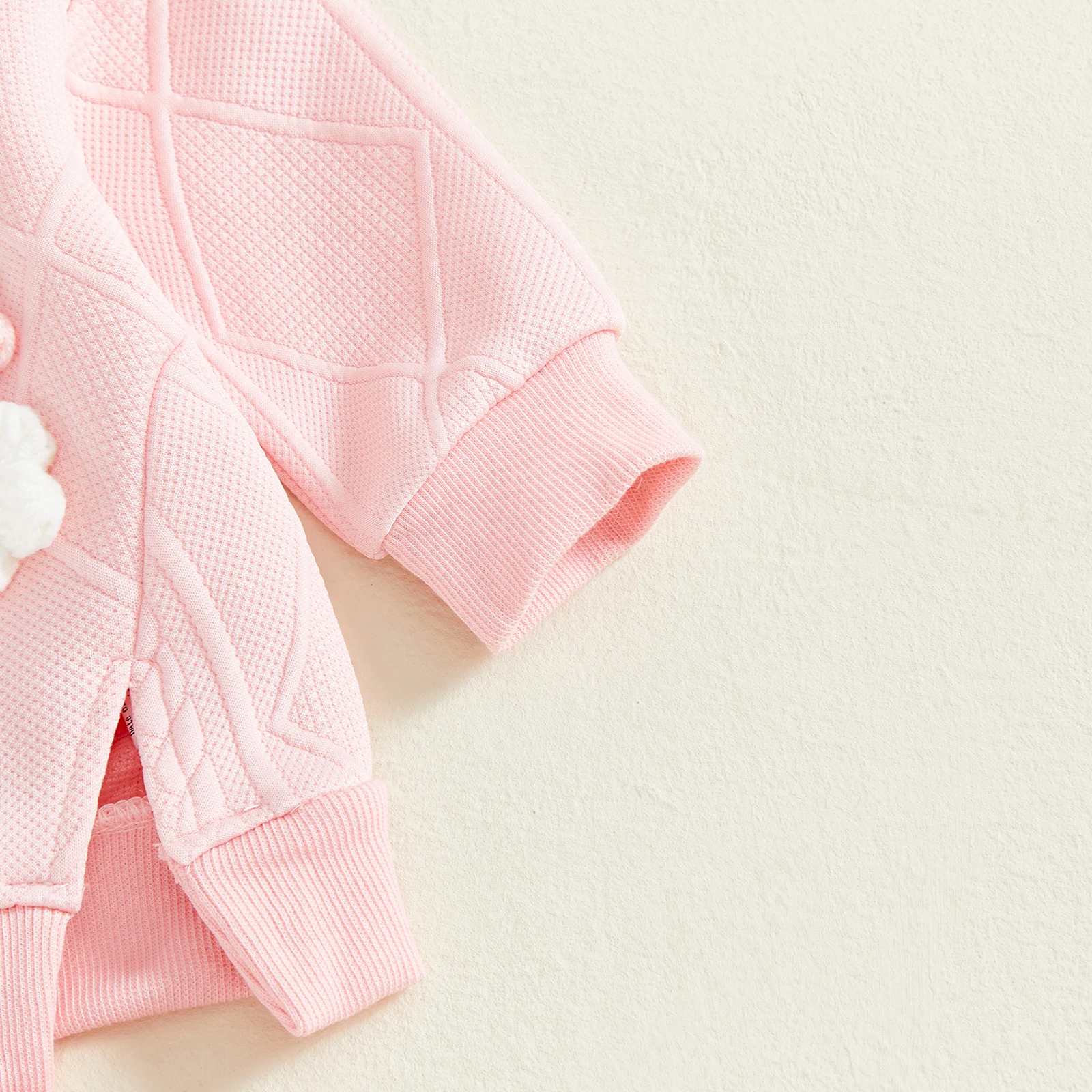 Conjunto de 2 piezas de trajes de otoño para niña de 0 a 3 años, Tops divididos con flores en 3D de manga larga y pantalones de cintura elástica, ropa para niños pequeños - imagen 4