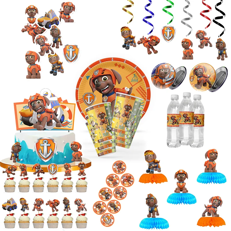 Pata patrulla dibujos animados decoración de fiesta de cumpleaños pata Zuma tema globo Banner pastel Topper suministros de fiesta para espectáculo de bebé