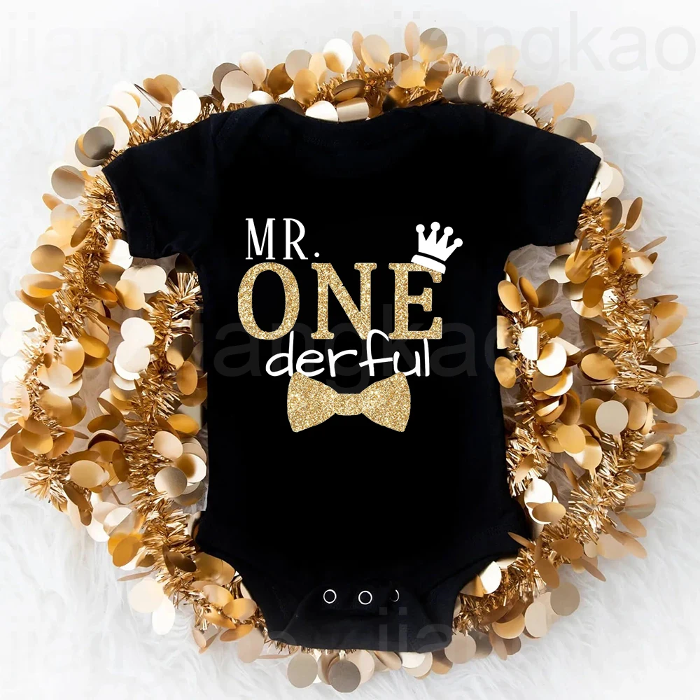 Mameluco para bebé con estampado Derful de Mr. One, traje para fiesta de cumpleaños para niños, mono de manga corta para recién nacidos, ropa para niños pequeños, regalo de ducha infantil