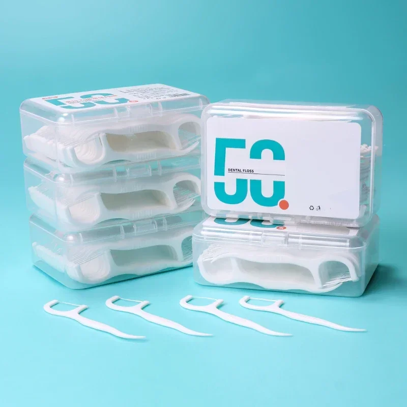 Barra de hilo portátil ultrafina, juego para el hogar, palillos de dientes de 50/100/200 Uds., hilo dental portátil y desechable, cuidado bucal, limpieza profunda - imagen 2