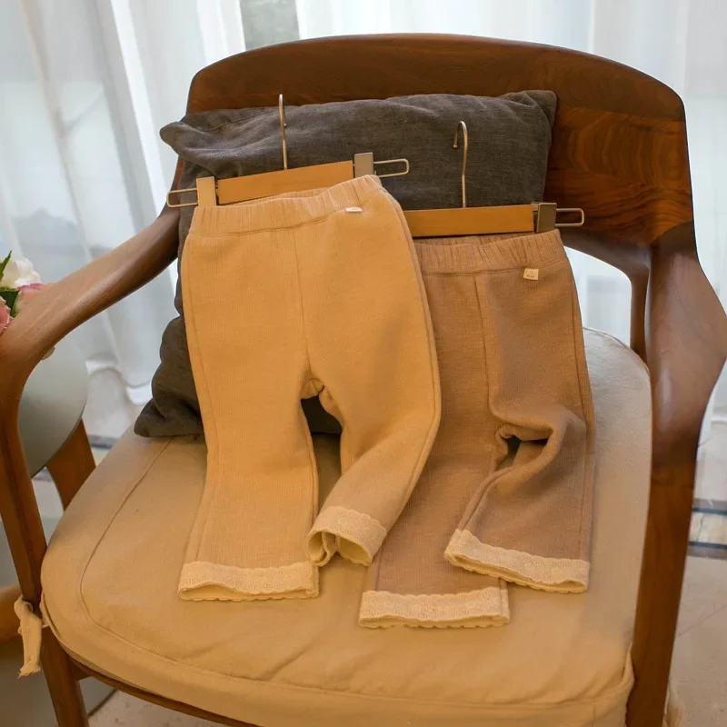 MILANCEL, nuevas mallas de otoño para niños, bonitos pantalones de encaje acolchados de lana para niñas, prendas de vestir gruesas, pantalones ajustados - imagen 5