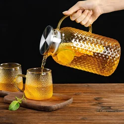 Jarra vidrio borosilicato con tapa para bebidas frías y calientes