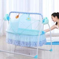 Cuna portátil plegable multifuncional para bebé, cuna eléctrica con música, ajustable, solución para dormir para recién nacido