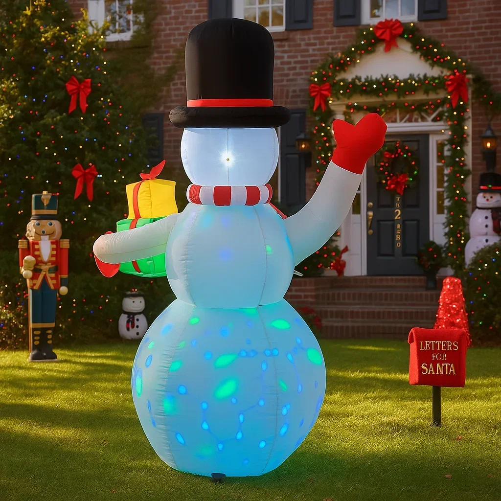Muñeco de nieve de 6,8 pies con regalos, decoraciones inflables de Navidad, adornos de Navidad, luces para exteriores, patio de casa, decoración de fiesta, juguetes - imagen 5