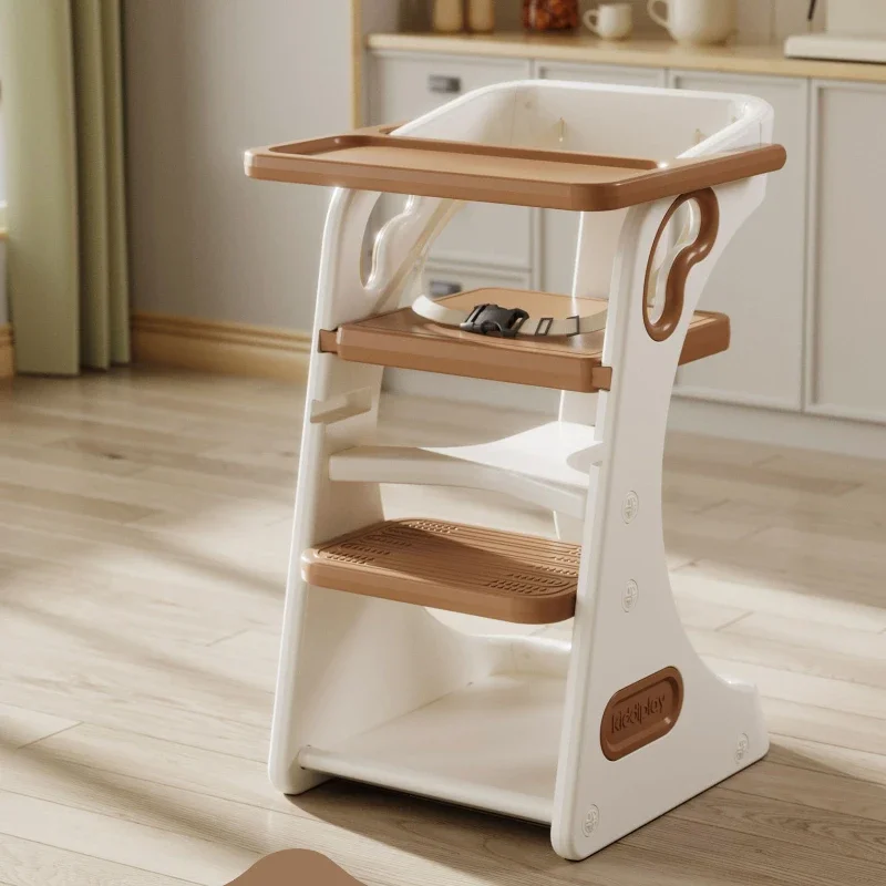 Silla alta para bebé, asiento de comedor de aprendizaje ajustable ecológico con Base antideslizante para el hogar, silla de alimentación infantil multifunción