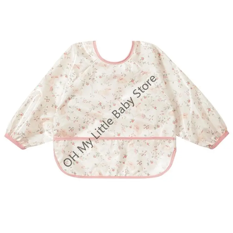 alimentación con cuello redondo M76C, delantal pintura a prueba derrames para niños pequeños, protector manga y - imagen 5