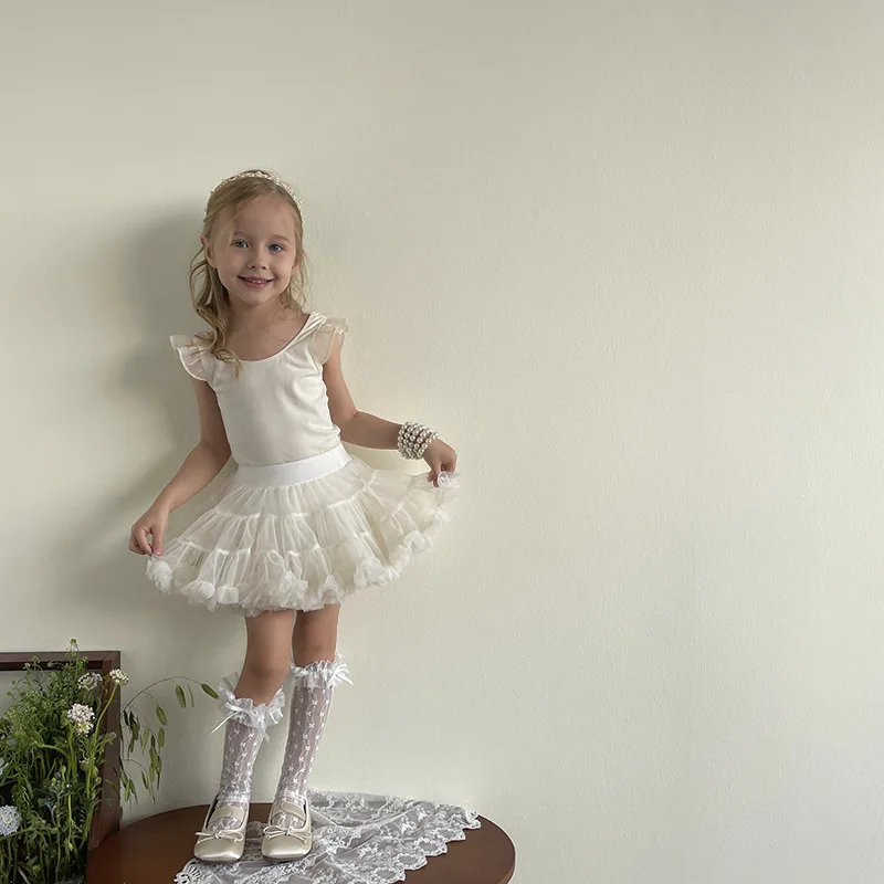 1 par dulce simplicidad moda niños niña calcetín hasta la pantorrilla bordado Floral volante encaje suelto pila calcetín Primavera Verano suave calcetín fino - imagen 4