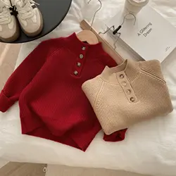 Jersey de punto grueso sólido, cálido para bebés y niños – Otoño