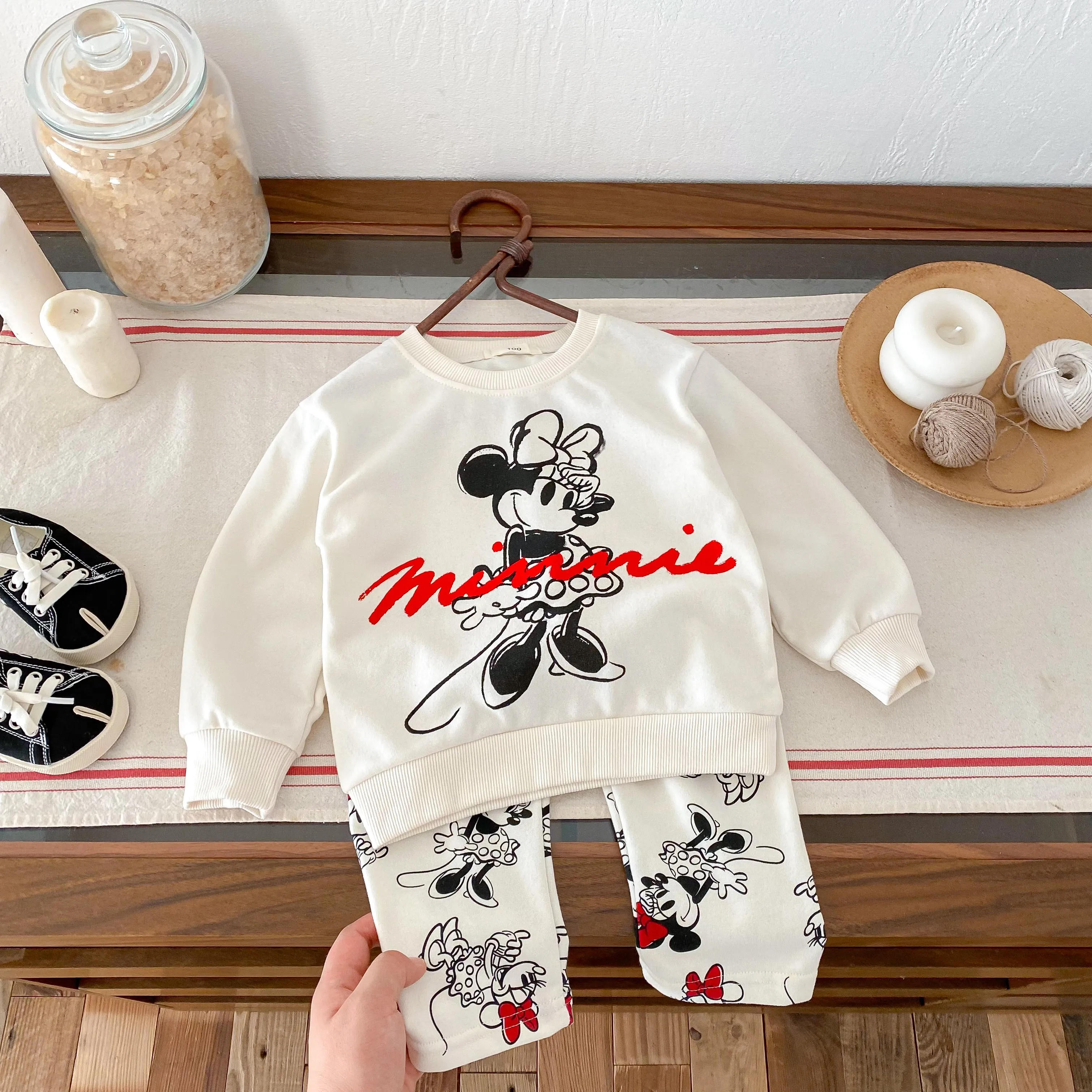 Chándales para niñas de 0 a 6 años, ropa de otoño, conjunto de sudadera de manga larga de dibujos animados de Minnie y Disney, disfraz para niños pequeños, trajes para bebés - imagen 3