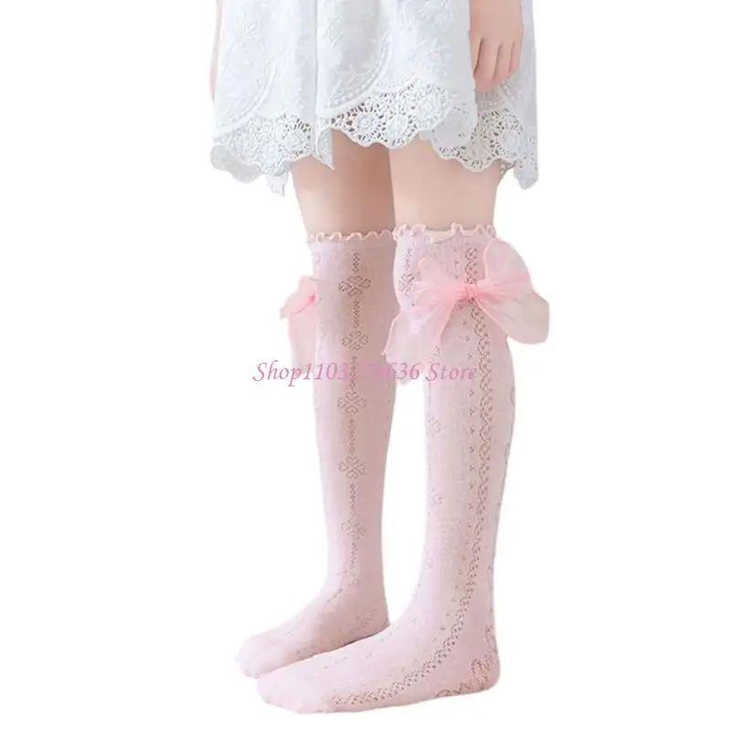Calcetines de encaje y lazo para niña de algodón