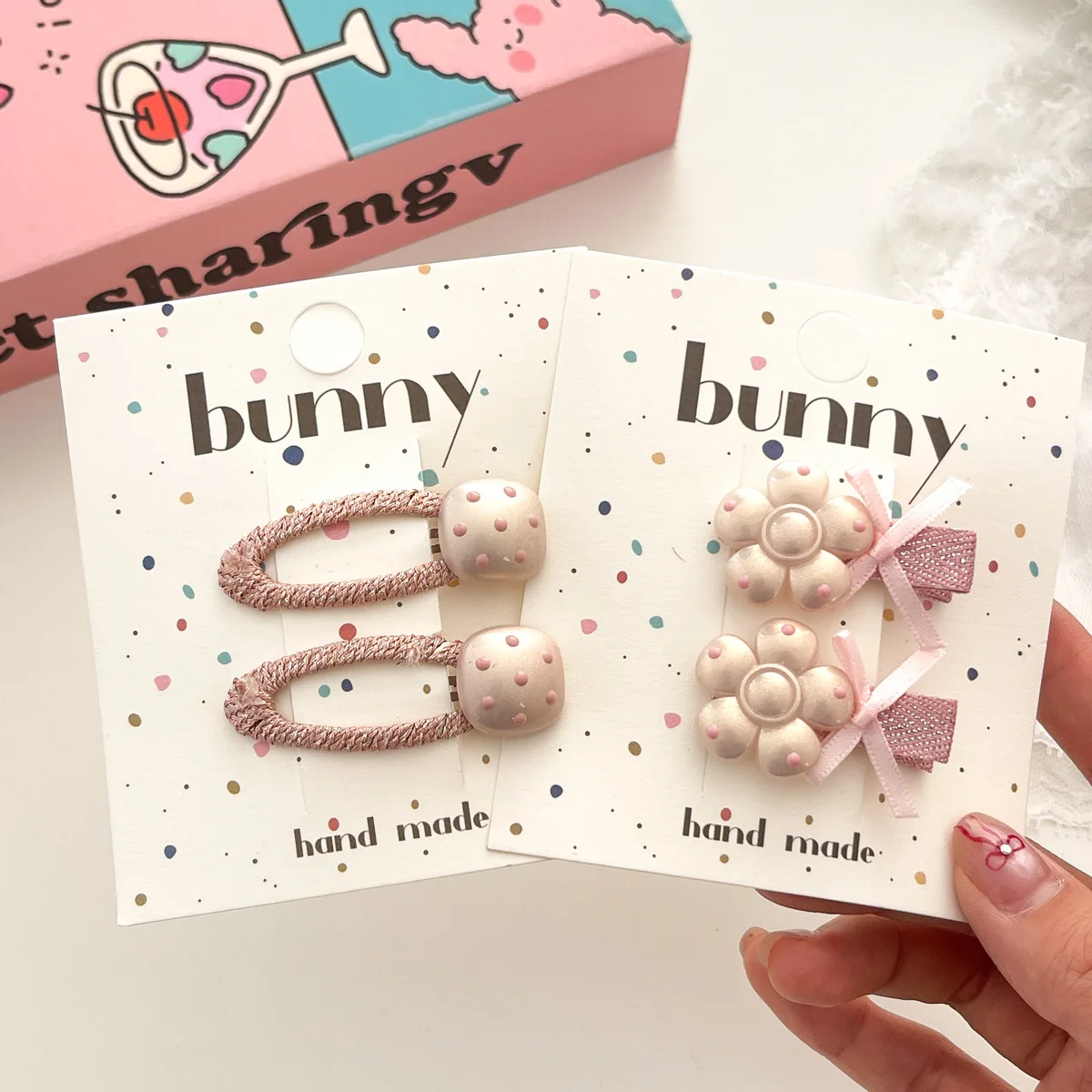 Clips BB de perlas de lunares rosas para niños, accesorios para el cabello bonitos y dulces, tocados simples y versátiles para niñas, accesorios para peinados, 2 uds. - imagen 3