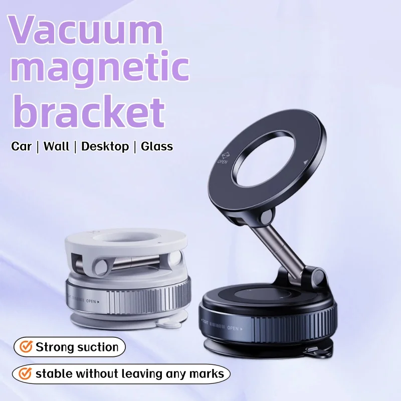 En stock Soporte magnético de vacío para montaje en automóvil 360 °   Soporte de succión fuerte plegable ajustable para todos los teléfonos inteligentes y múltiples escenarios