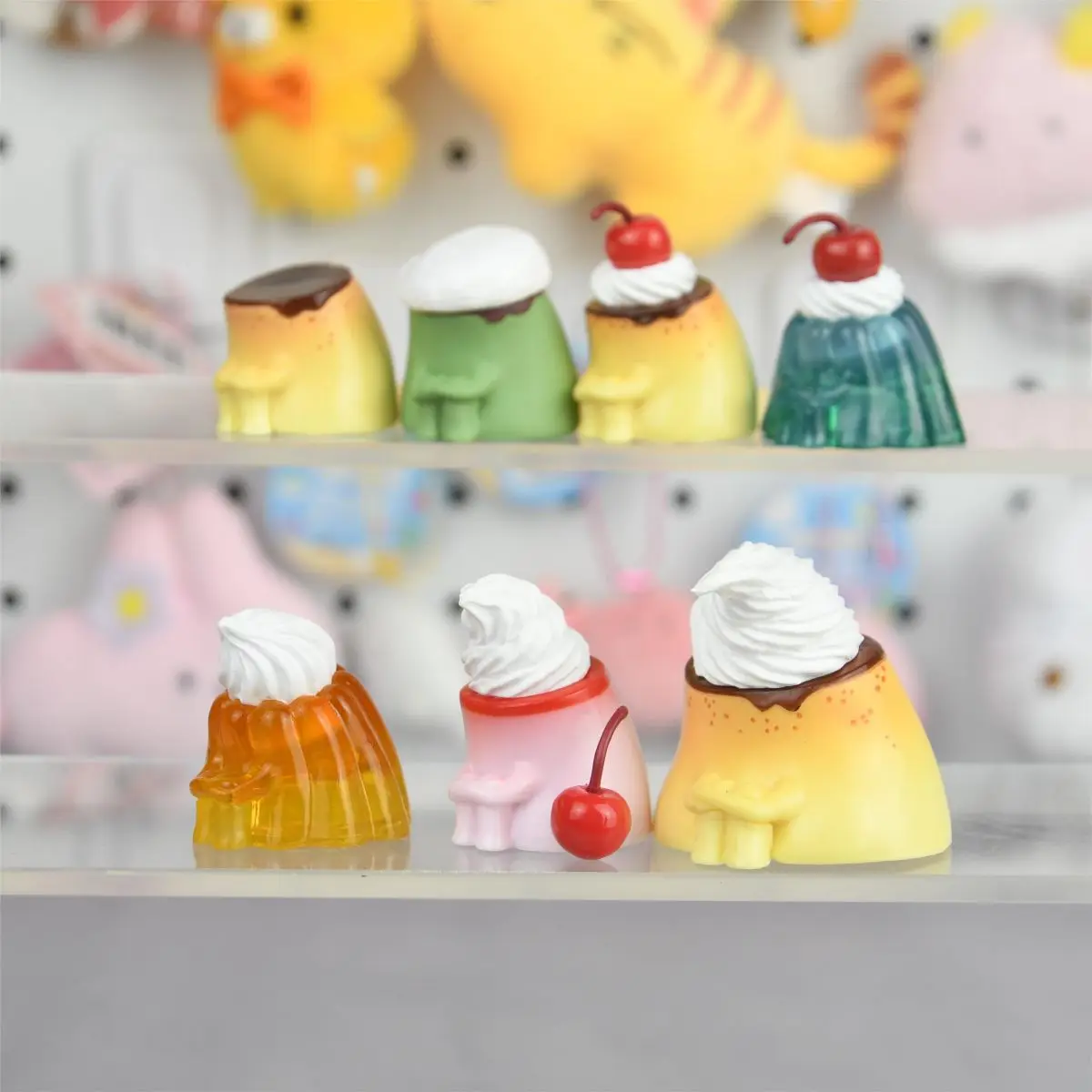 Juguetes gashapon originales Machiboke, pudín duro en una cafetería, pudín de leche dulce kawaii, figuras para sentarse y esperar de gelatina de naranja - imagen 4