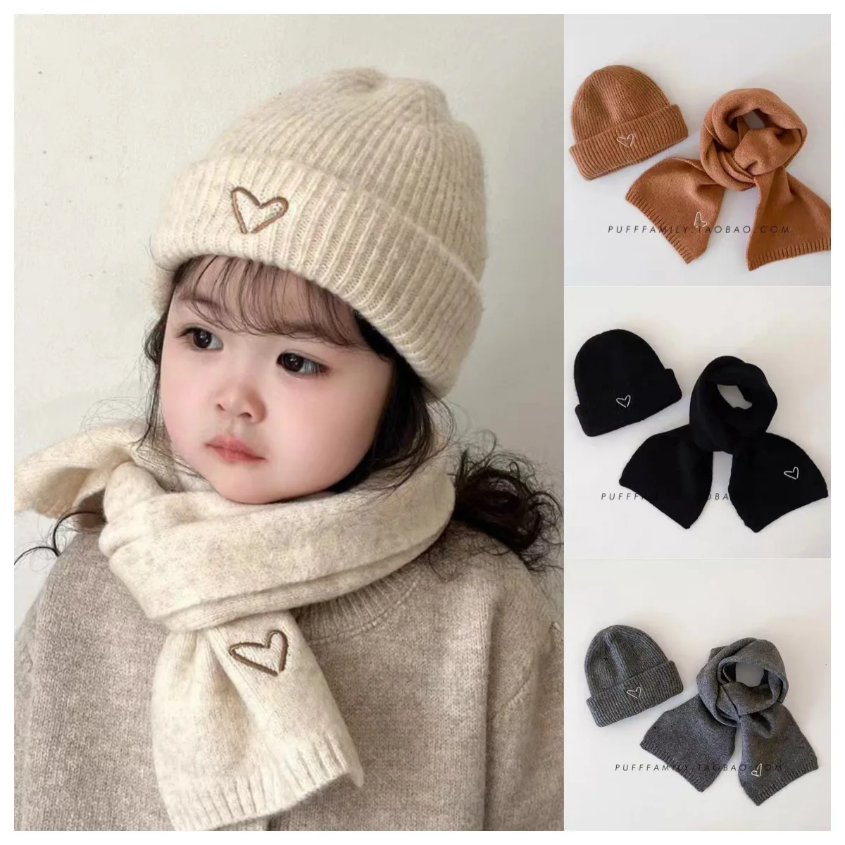 Conjunto de gorro y bufanda de lana para niños – Tejido cálido - imagen 4