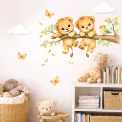 Vinilos de pared león bebé removibles para habitación infantil