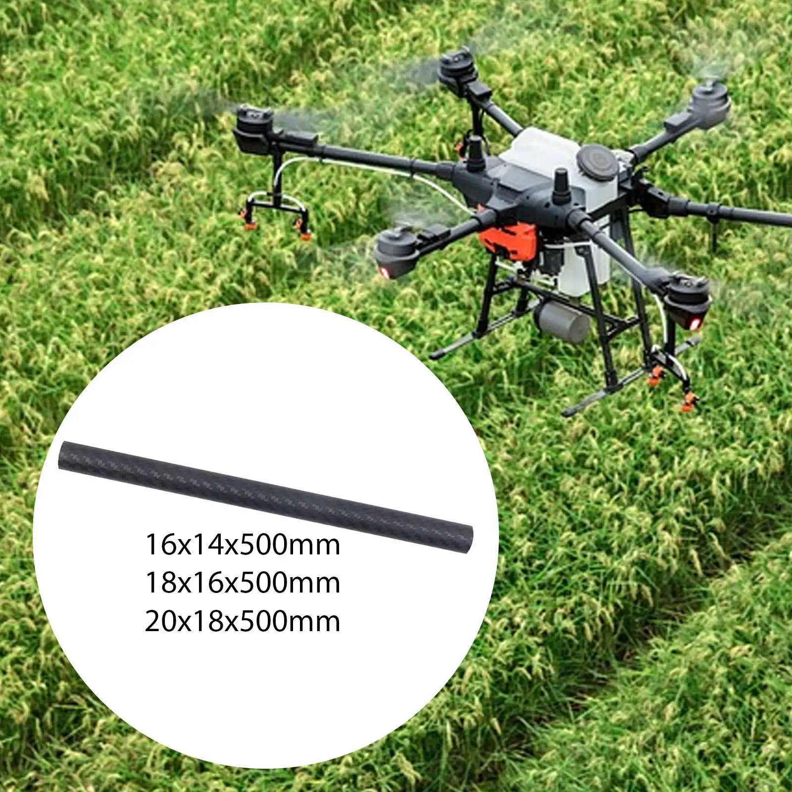 Carbon Fiber Tube 50cm Matte Finish Round Tubing 3K Roll Wrapped for Quadcopters, RC Airplane, DIY Crafts, Fishing Rods