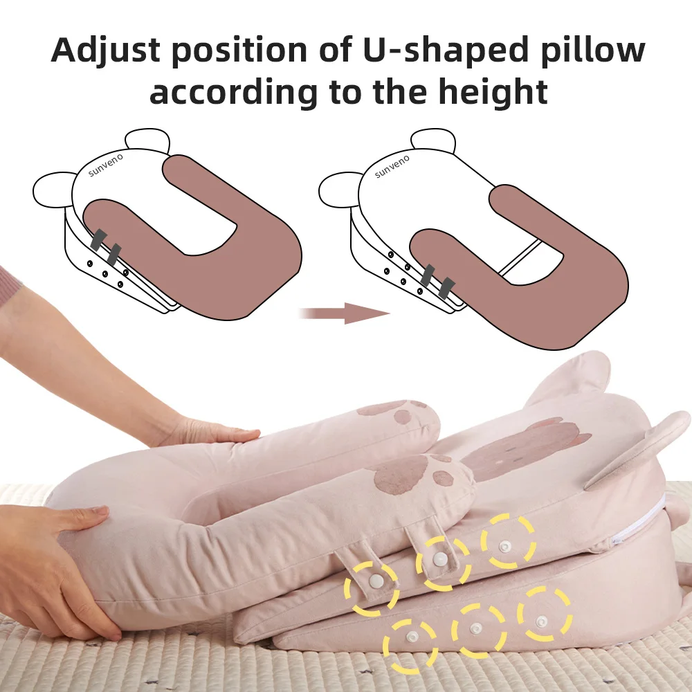 Sunveno-almohada de alimentación ajustable y transpirable para bebé, cojín de soporte cómodo para escupir, alivio - imagen 4