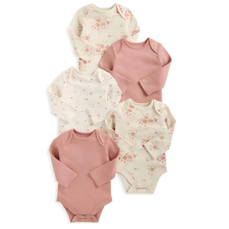 5 unids/lote 100% monos suaves de algodón para bebé de manga larga para recién nacido, ropa para bebé, monos infantiles, ropa para bebé, regalos para Baby Shower - imagen 4