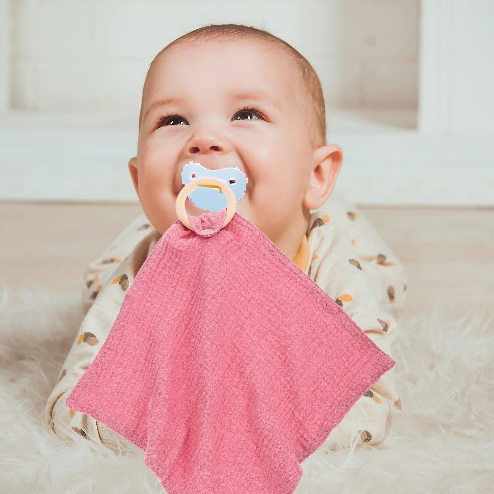 Paño para chupete para niños, manta calmante para bebés, toalla multifuncional para acurrucarse, manta decorativa pequeña para bebé para la dentición