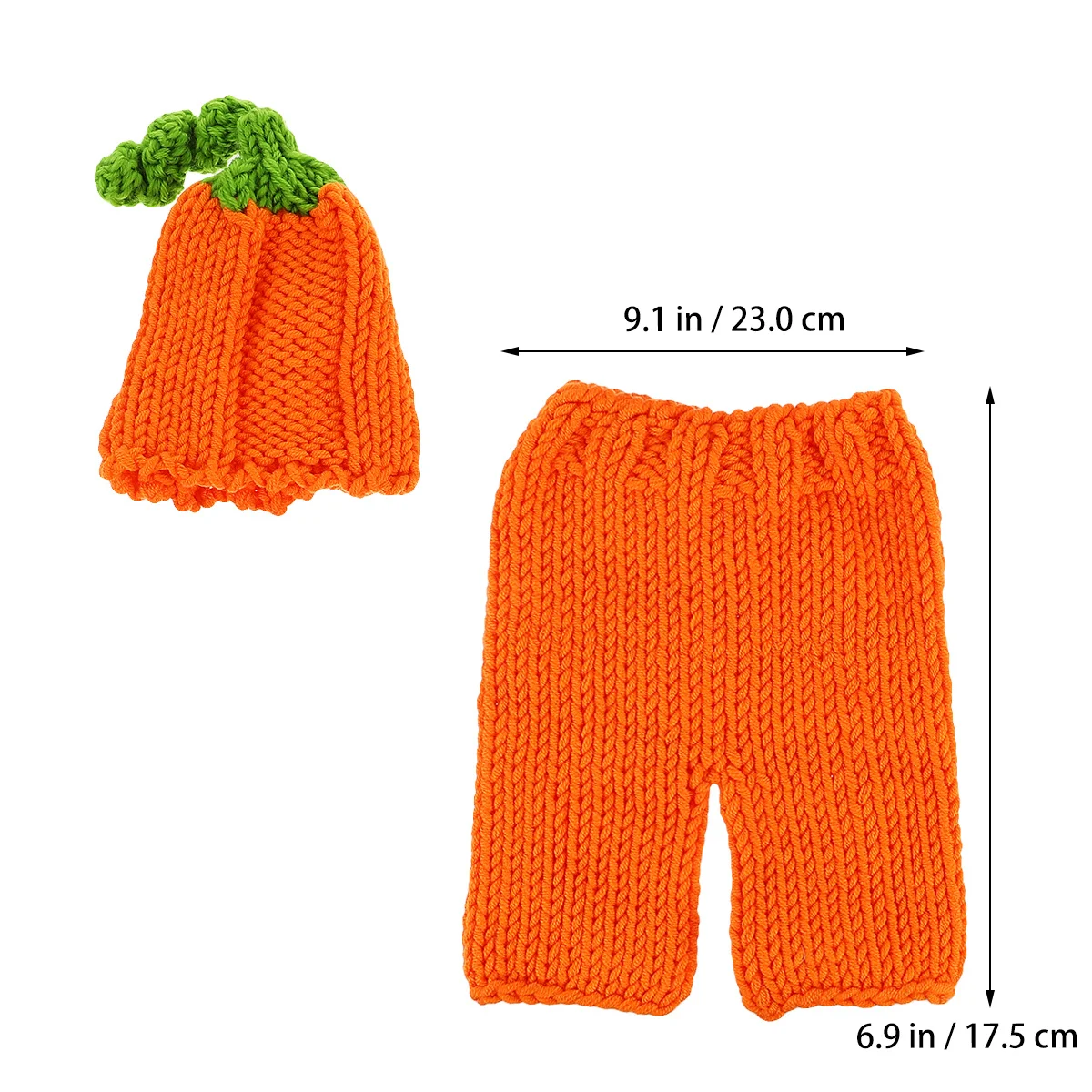 1 Juego de ropa tejida de calabaza para bebé, disfraz de algodón naranja para fotografía de recién nacido, accesorios para fotos de bebé, traje de Halloween, disfraz de Halloween - imagen 3