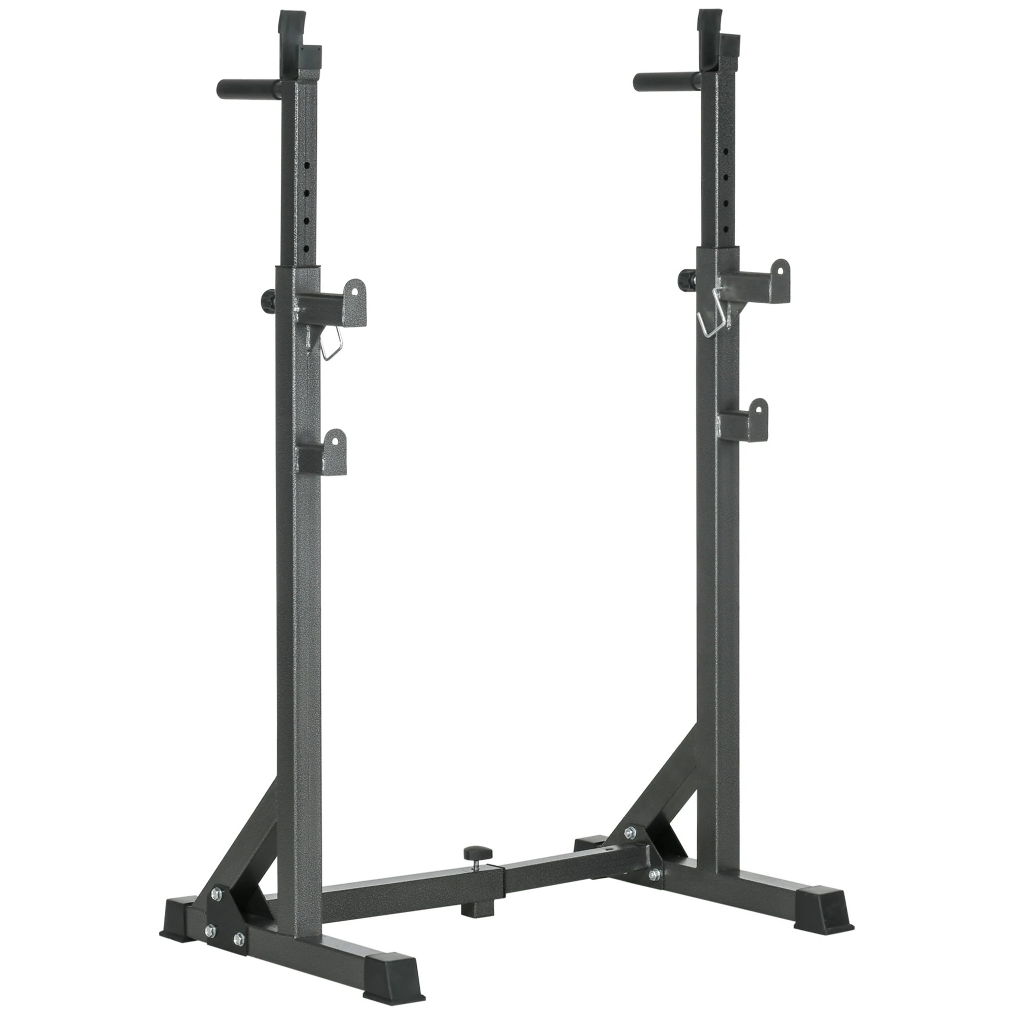SPORTNOW Soporte para Barras de Pesas Multifuncional con Ancho y Altura Ajustable Rack Musculación con Marco de Acero Carga 150 kg para Entrenamiento en Gimnasio Casa Negro