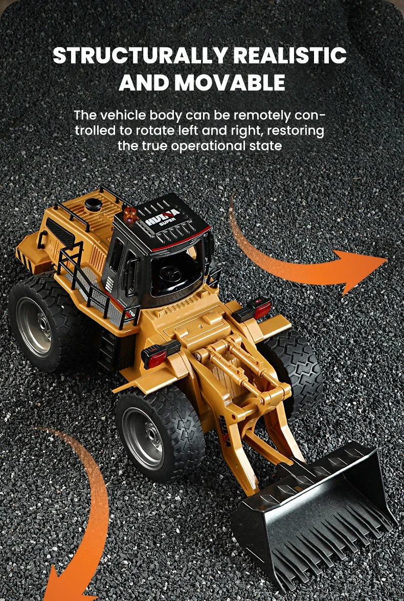 Huina 1520 1:18 RC Tractor pala juguete Rc carretilla elevadora 11CH ingeniería coche juguete para niños juguetes Bulldozer Tractor modelo - imagen 4