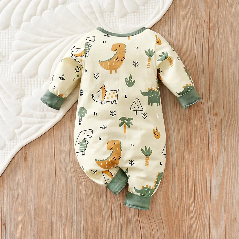 Body bebé con estampado dinosaurio manga larga algodón primavera otoño - imagen 3