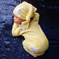 Traje fotográfico de punto para recién nacido con gorro de estrellas