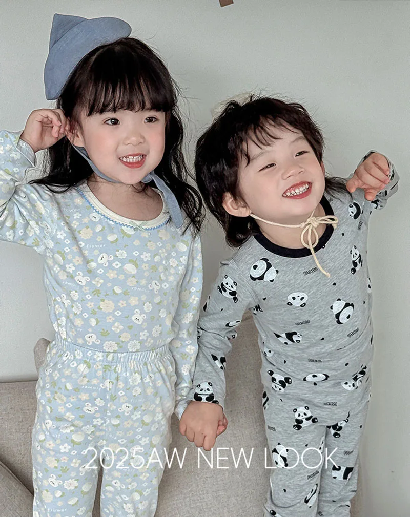 Conjunto de pijamas para niñas de 2 a 5T, ropa de descanso Floral de conejito de dibujos animados, ropa de hogar con rejilla coreana para niños, ropa de dormir con diseño de letras para niños - imagen 4