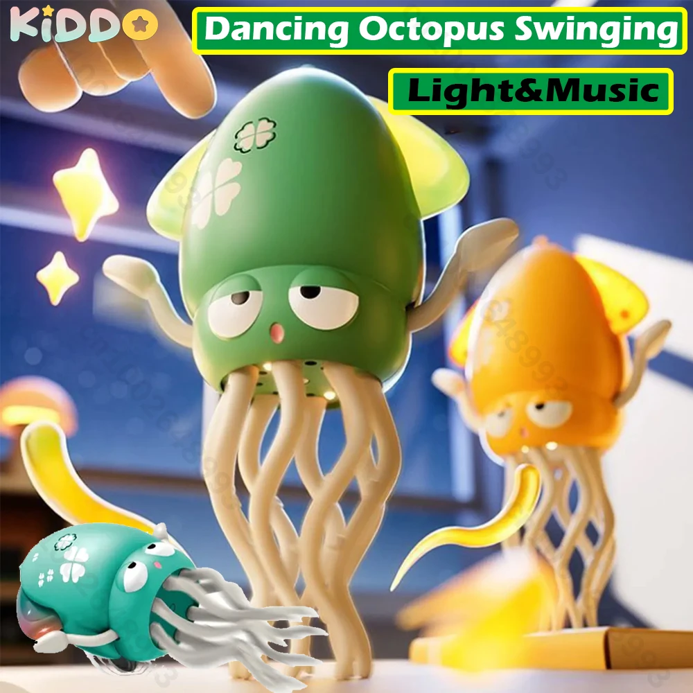 Pulpo eléctrico con luces LED, música, evita que se gatear automáticamente, pulpo eléctrico, baile, juguete oscilante, pulpo, robótica interactiva