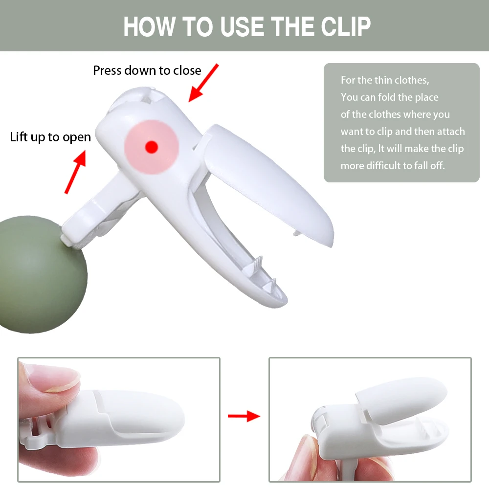 Clips de cadena para chupete de bebé, 2 uds., color verde, cuentas de silicona, bonita dentición para bebé, accesorios de regalo, regalos sin BPA para niños y niñas - imagen 3