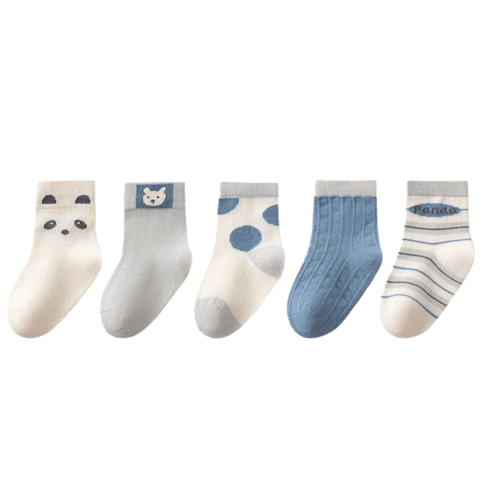Somenie 5 pares de calcetines unisex para recién nacidos, accesorios de ropa de otoño e invierno, calcetines a media pantorrilla para niños y niñas de 0-1-3-5 años - imagen 5