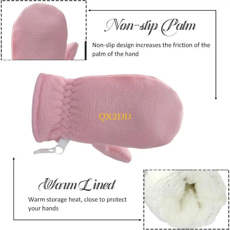 QX2D 1 par manoplas lana con forro suave para niños 4 a 7 años, guantes cálidos para niños, guantes suaves y cómodos, - imagen 4