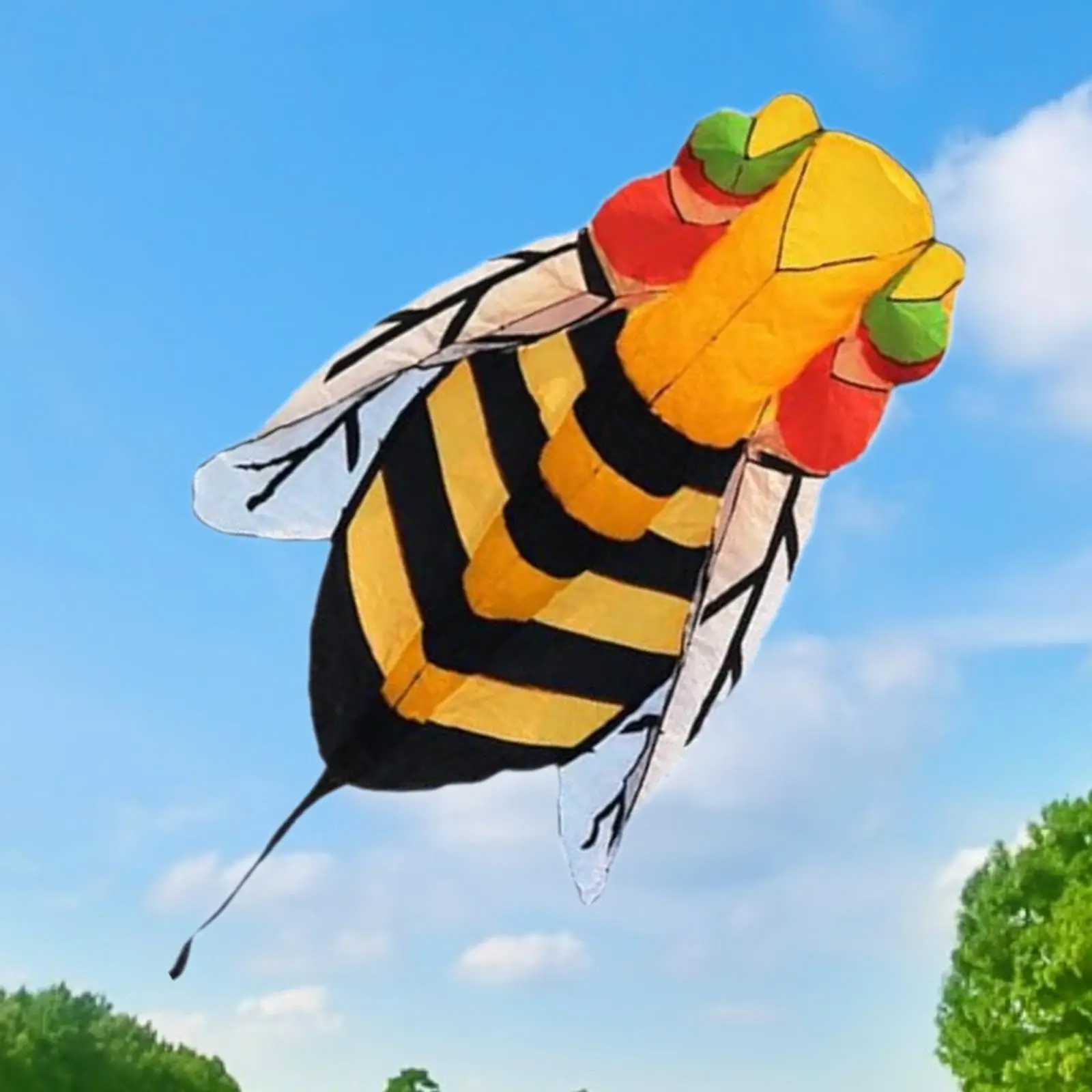 3D Kite Beach Kite Bee Shape Kids Gifts Frameless Easy to Fly Sports Giant Soft Kite Big Kite for Outdoor Trip Camping Garden